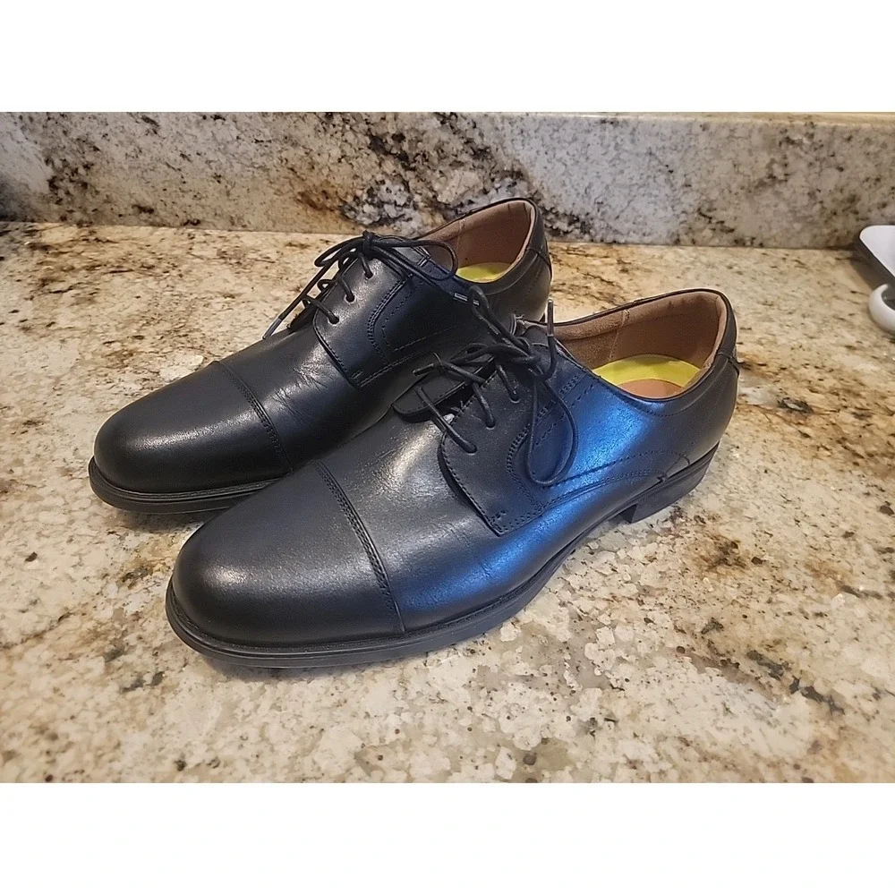 Men's Florsheim Black Cap Toe Comfortech With Ortholite Dress Shoe Sz 13D NWOB